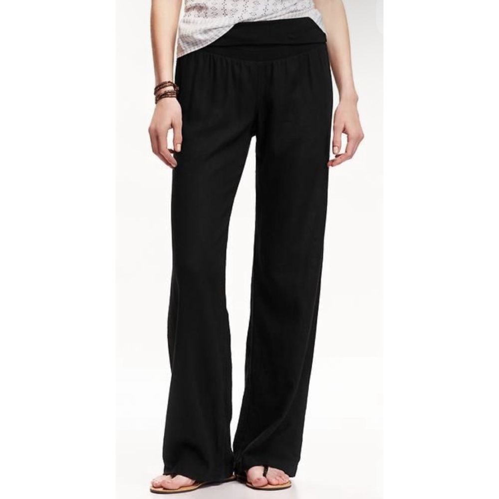 Old Navy Linen Blend Wide Leg Pants with foldover waist